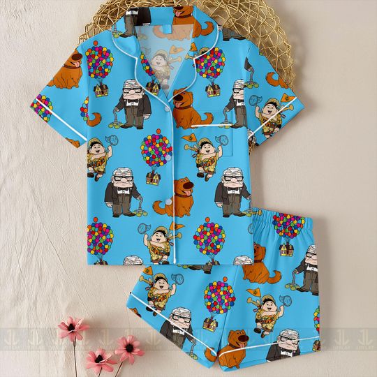 Discover Up Russell Unisex Satin Pajamas Set, Spooky Season Pajamas , Long Sleeve And Short Styles