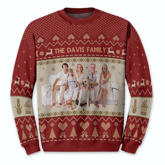 Discover Personalized Photo Family Christmas Ugly Sweater, Custom Matching Shirts, Funny Custom Face Sweatshirt, Family Reunion Festie