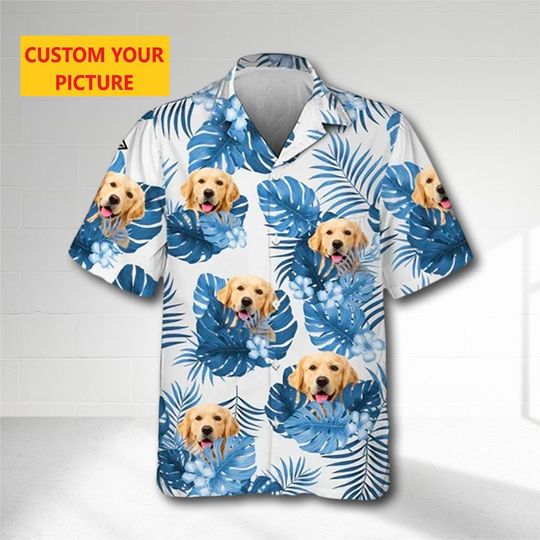 Discover Cute Dog Face Hawaiian Shirt, Personalized Summer Hawaiian Shirt for Pet Lovers, Birthday Party Gift