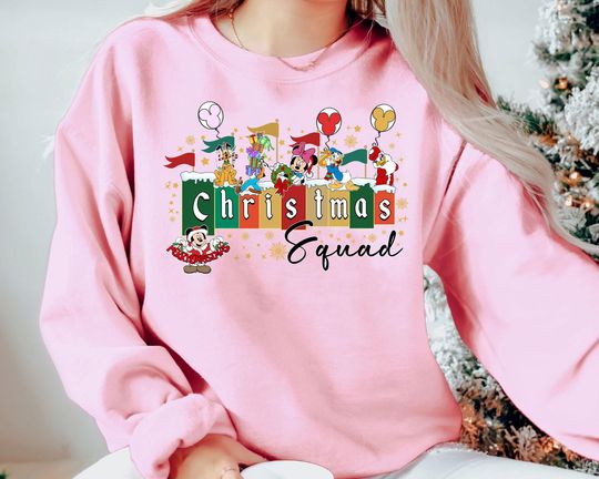 Discover Retro Disney Christmas Squad Sweatshirt | Vintage Mickey Friends Holiday Tee 2025 | Family Matching Xmas US Style