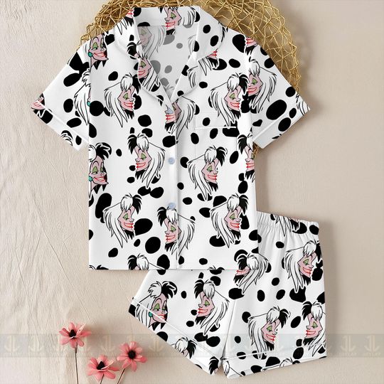 Cruella 101 Dalmatian Unisex Pajamas Set, Spooky Season Pajamas