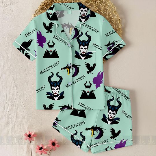 Maleficent Dragon Villain Unisex Pajamas Set, Spooky Season Pajamas