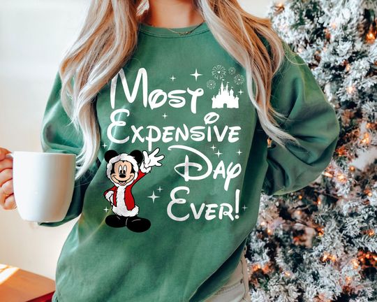 Discover Retro Most Expensive Day Ever Sweatshirt | Vintage Mickey Christmas Disney Trip Tee 2025 | Funny Family Matching Holiday