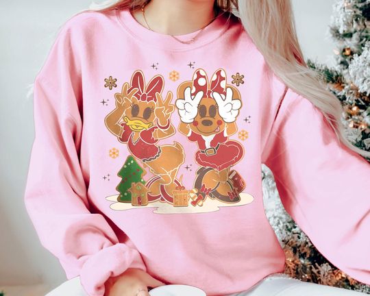 Discover Retro Minnie Daisy Christmas Shirt | Vintage Gingerbread Cookie Holiday Tee 2025 | Disney Family Matching Xmas US