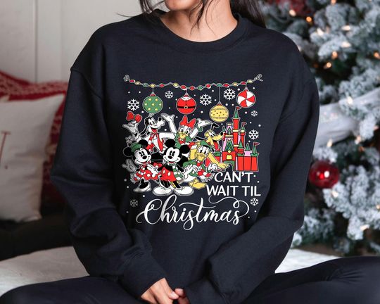 Discover Retro Disney Christmas Sweatshirt | Vintage Mickey Friends Castle Tee 2025 | Family Matching Cant Wait Til Xmas US
