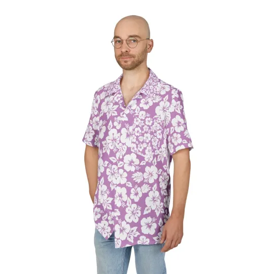 Discover Purple Hawaiian Button-Down Shirt for Casual Summer and Vacation