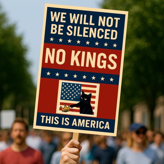 Discover We Will Not Be Silenced Protest Sign, No Kings Black Cat Protest Sign, This Is America Protest Sign, Trump Political Sign