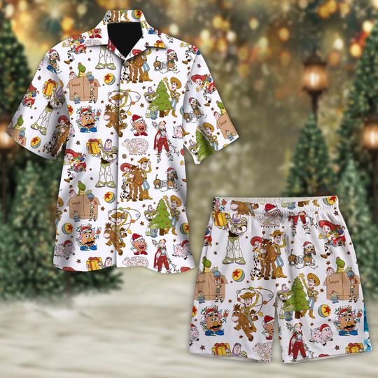 Discover Disney Toy Story Christmas Hawaiian Shirt And Short, Magical Castle Hawaiian Shirt, Woody Buzz Lightyear Button Up, Xmas Toy Story Lovers Shirt