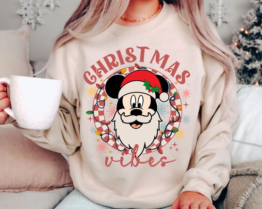Discover Retro Santa Mickey Shirt | Vintage Christmas Vibes Tee 2025 | Disney Family Matching Holiday US Style