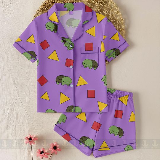 Discover Zoey Turtle Demon Unisex Satin Pajamas Set, Tiger Pajamas Pant, Long Sleeve And Short Styles