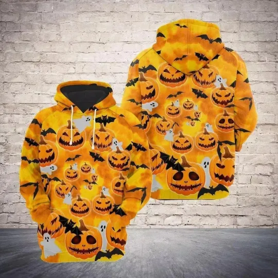 Discover Halloween Evil Pumpkin Hoodie 3D ALl Over Print