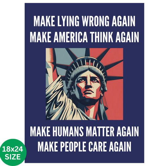 Discover Make Lying Wrong Again Resist Anti Trump Poster Protest March Sign Poster, No Kings In America Subtle FDT Rally Anti Billionaire Activist s