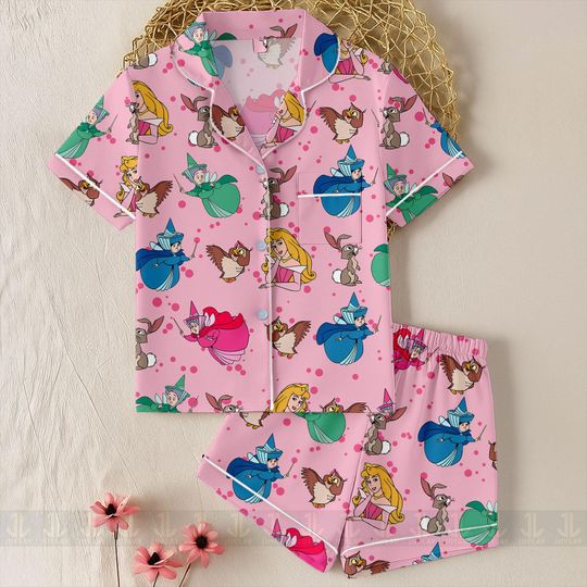 Sleeping Beauty Aurora Princess Godmother Unisex Pajamas Set