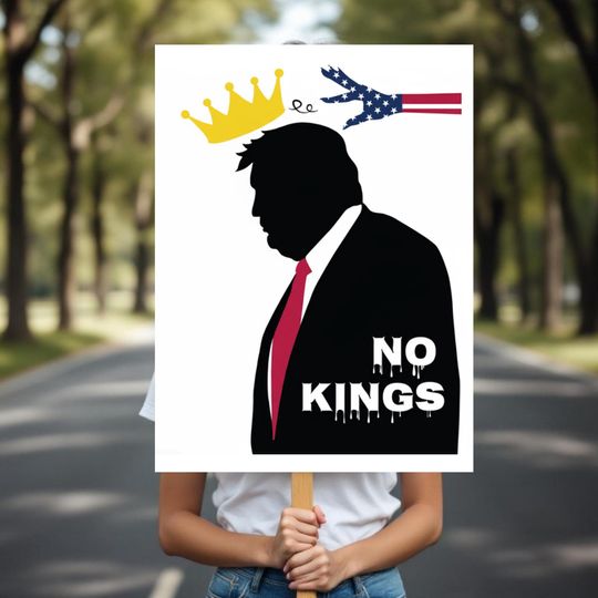 Discover No Kings In America Protest Sign, Anti-Trump Resistance, Save Democracy Rally Sign, Resist Fascism Protest Poster