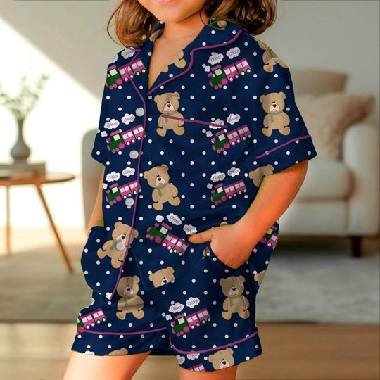 Rumi Choo Cute Teddy Train Demon Kid and Youth Pajamas Set