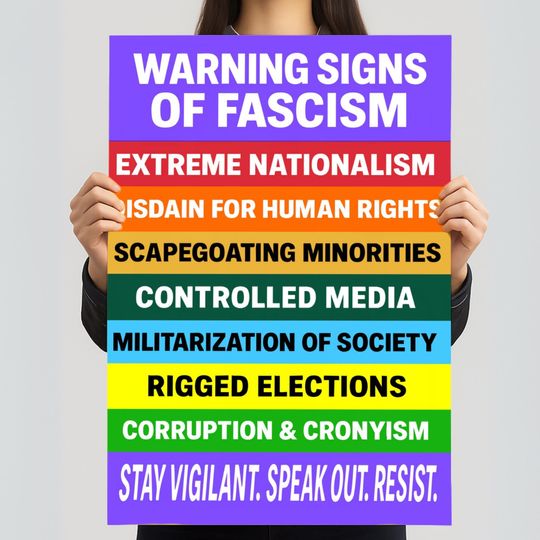 Discover Fascism Warning Sign  Anti-Trump Printable  No Kings Protest Download  Pro Democracy 2025 Activist Art  Digital Protest Sign
