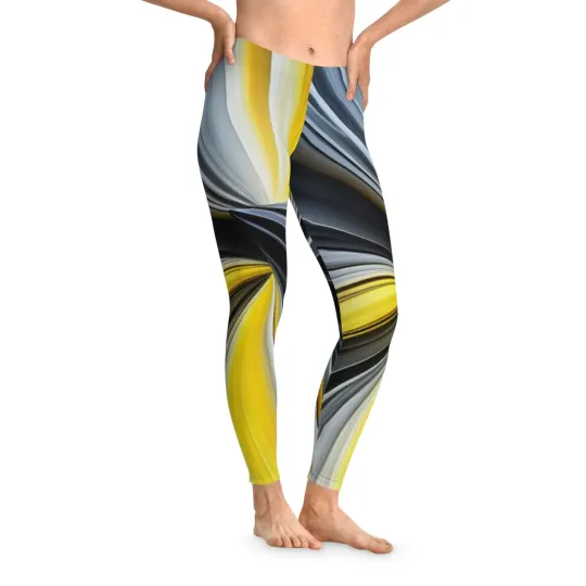 Discover Yellow-Black - Stretchy Leggings (AOP)
