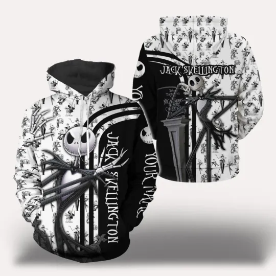 Halloween Jack Skellington Hoodie, Halloween 3D All Over Print Tee