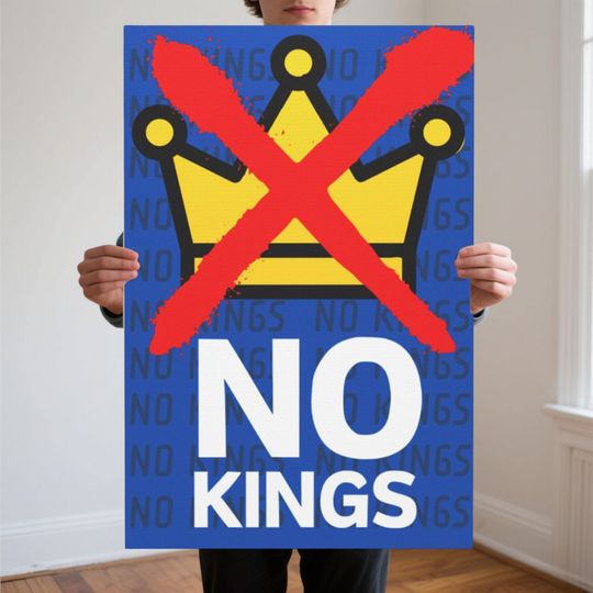 Discover No Kings Protest Poster Sign - Anti-Trump Resistance -  - Save Democracy Rally - No Faux King Way Wall Art