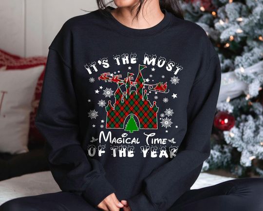 Discover Its The Most Magical Time of The Year Sweatshirt | Retro Christmas Disney Castle Shirt | Vintage Holiday Disney World Tee Gift 2025