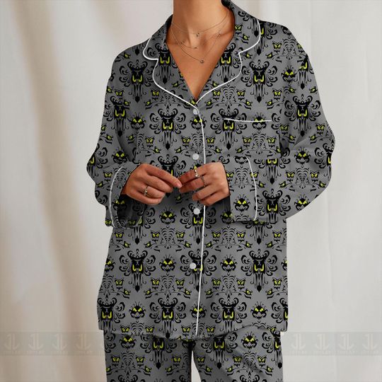 Discover Haunted Mansion Icon Unisex Satin Pajamas Set, Disney Christmas Pajamas , Long Sleeve And Short Styles