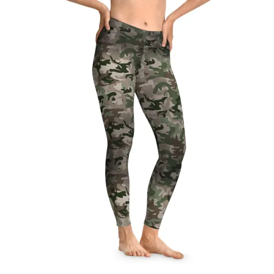 Discover Camouflage Stretchy Leggings - Army Green Military Print Yoga Pants for Workout