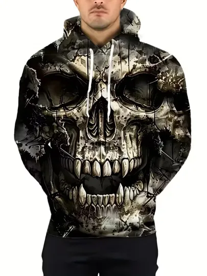 Discover 3D Skull Halloween All Over Print Hoodie, sz s-5xl