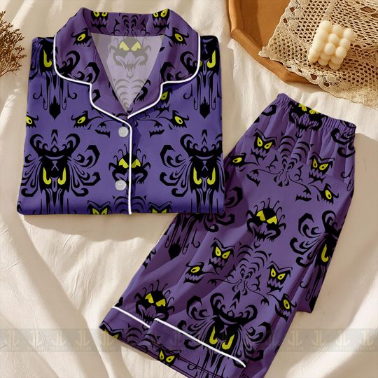 Discover Haunted Mansion Dash Unisex Satin Pajamas Set, Disney Christmas Pajamas , Long Sleeve And Short Styles