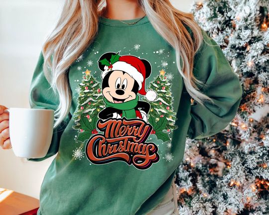 Discover Mickey Mouse Merry Christmas Sweatshirt | Retro Disney Holiday Shirt | Vintage Mickey Disney World Family Matching Christmas Gift 2025