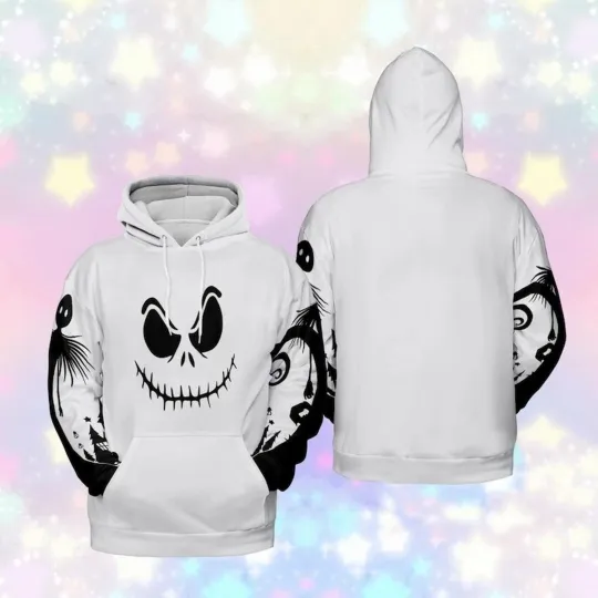 Jack Skellington Cosplay Costume Halloween Spooky Vibes Hoodie 3D Printed
