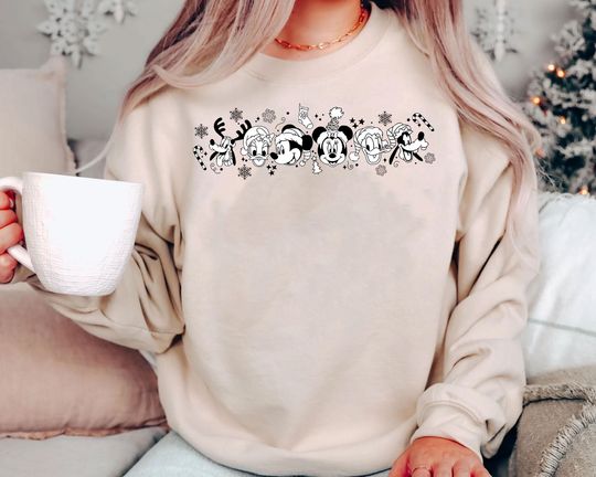 Discover Mickey & Friends Christmas Shirt | Retro Disney Holiday Tee | Vintage Minimalist Disney World Family Matching Christmas Gift 2025