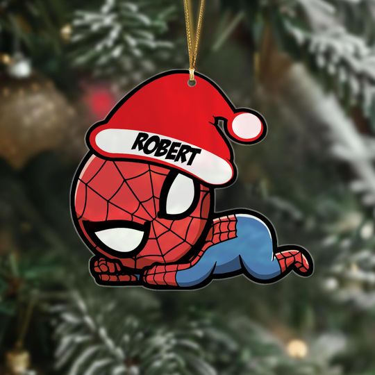 Personalized Spiderman Ornament, Spider Christmas Gift, Christmas Ornament For Kid, Christmas Tree Decor Gift For Kid