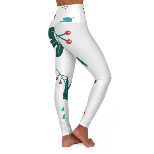 Discover High Waisted Yoga Leggings Leaves Pattern