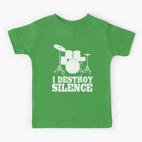 Discover  I Destroy Silence Drum Drummer Kids T-Shirt