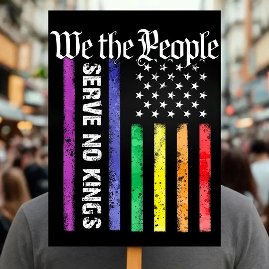 Discover We The People, No Kings in America Protest Sign, Anti-Trump Resistance, Political Activist Poster, Resist Fascism Rally Sign