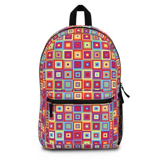 Vibrant Geometric Backpack, School Travel Bag