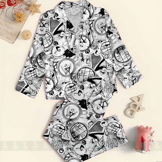 Jack Pumpkin Sally Zero Lock Shock Barrel Unisex Pajamas Set