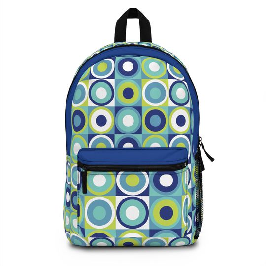 Discover Geometric Backpack: Colorful Retro Design, Stylish School Travel Bag