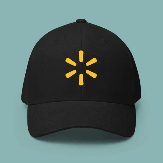 Walmart Old Logo Printed Black Baseball Cap Adjustable