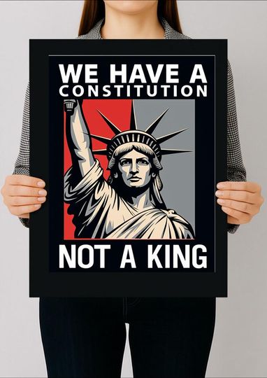 Discover No Kings Anti-Trump Printable Poster  Patriotic Constitution Rally Sign  Political Wall Art Digital Download