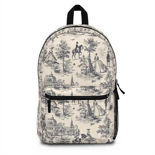 Toile Floral Backpack, Vintage Travel School Bag