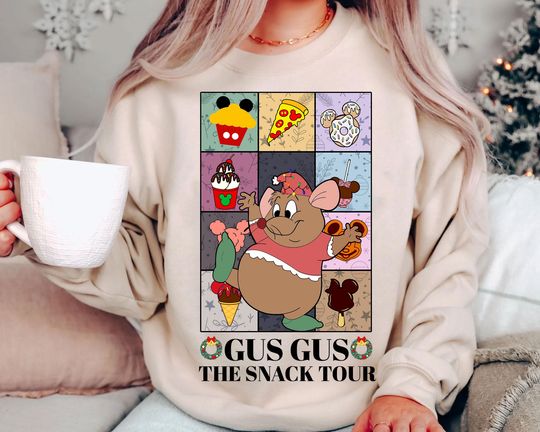 Discover Gus Gus Snack Tour Christmas Sweatshirt | Retro Disney Foodie Tee 2025 | Vintage Funny Holiday Top | Family Matching Gift