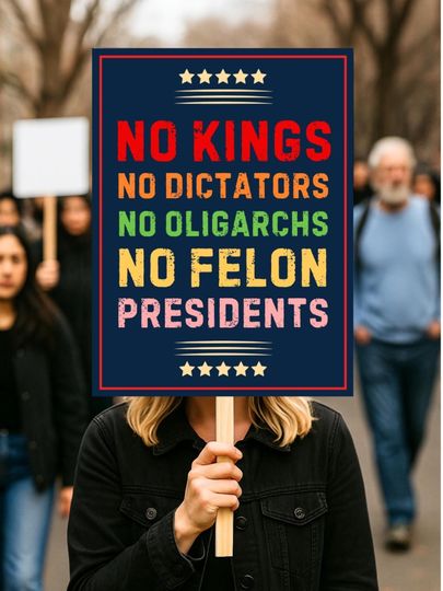 Discover No Kings In America Protest Sign, Anti-Trump Resistance Poster, Rally Sign, Resist Fascism Political Activist Poster