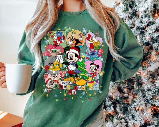 Discover In My Christmas Era Disney Shirt | Retro Holiday Tee | Vintage Mickey Minnie Stitch Baby Yoda Disney World Family Matching Xmas Gift 2025