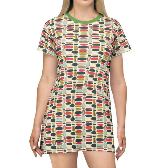 Discover Retro Patterned T-Shirt Dress: Bohemian Casual Wear
