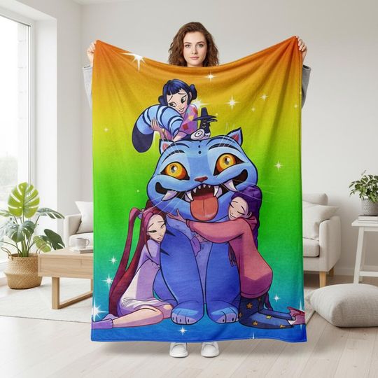 Discover K-Pop Demon Hunters Blanket  Anime Inspired Throw, Soft Fleece Blanket