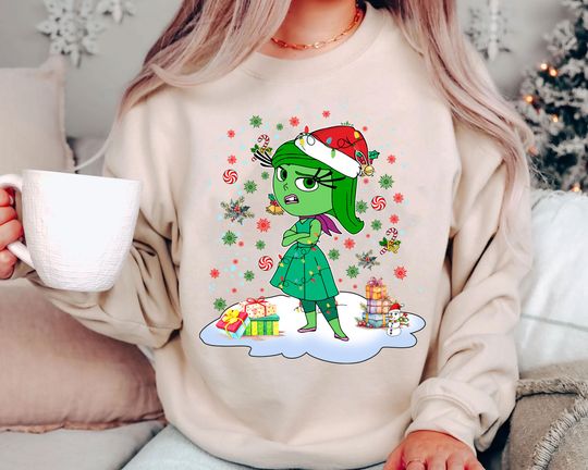Discover Inside Out Disgust Christmas Sweatshirt | Retro Disney Pixar Holiday Sweatshirt | Funny Vintage Xmas Family Matching Tee 2025