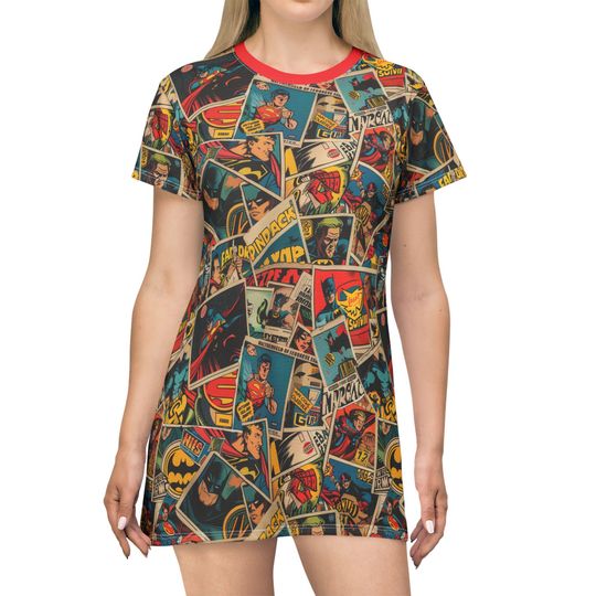 Superhero Comic T-Shirt Dress for Women
