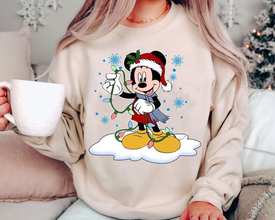 Discover Mickey Christmas Lights Sweatshirt | Retro Disney Holiday Shirt | Vintage Mickey Mouse Disney World Family Matching Xmas Gift 2025