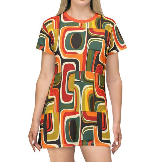 Discover Retro Abstract T-Shirt Dress